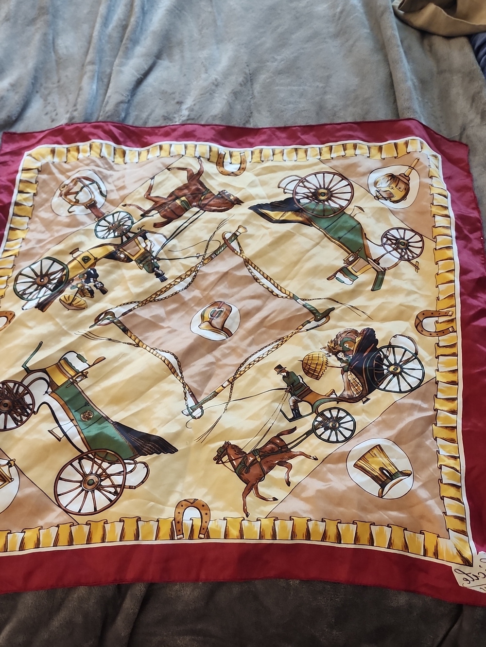 Silk-Feel Equestrian Print Scarf